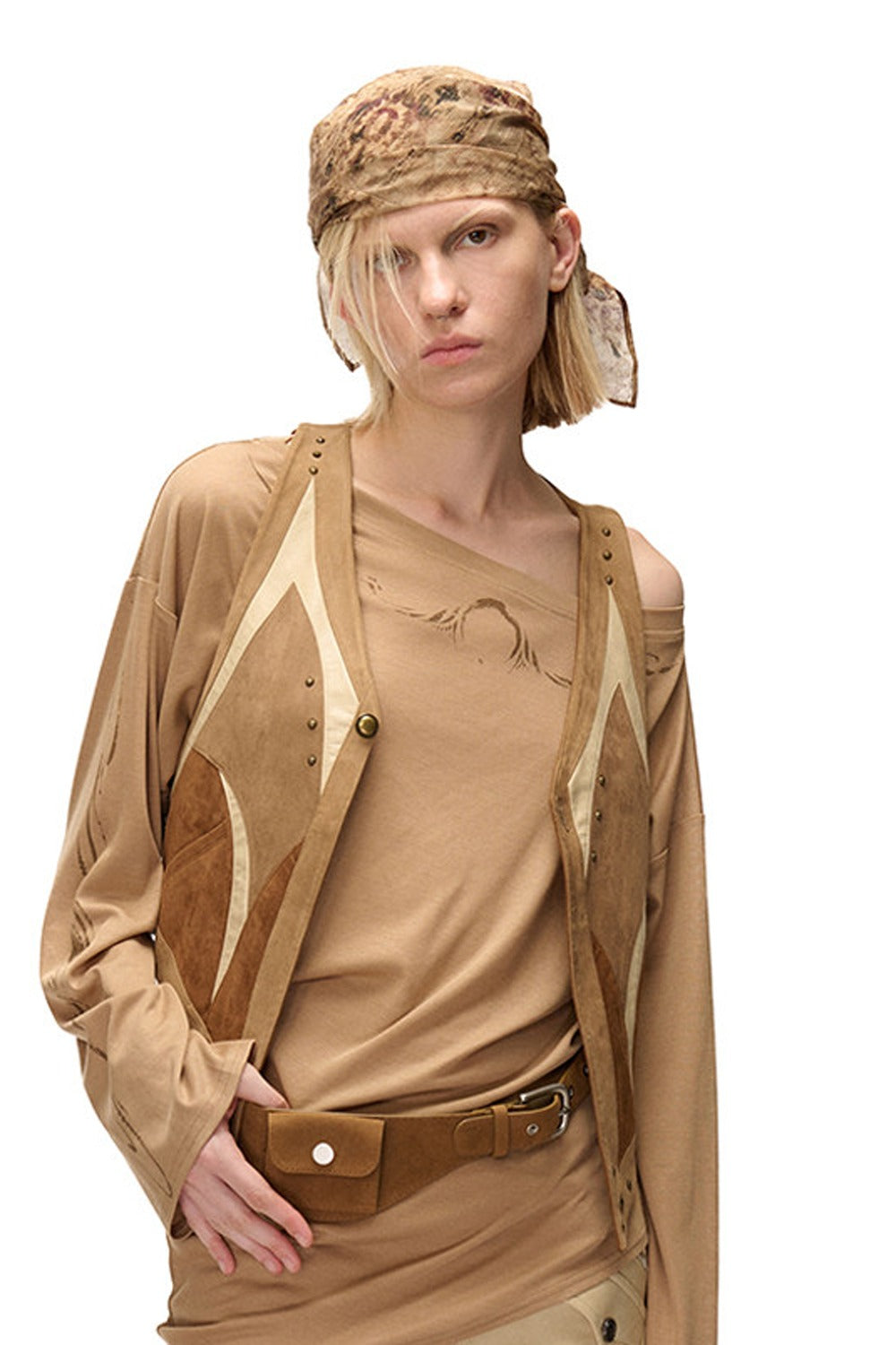 Faux Suede Patchwork Vest