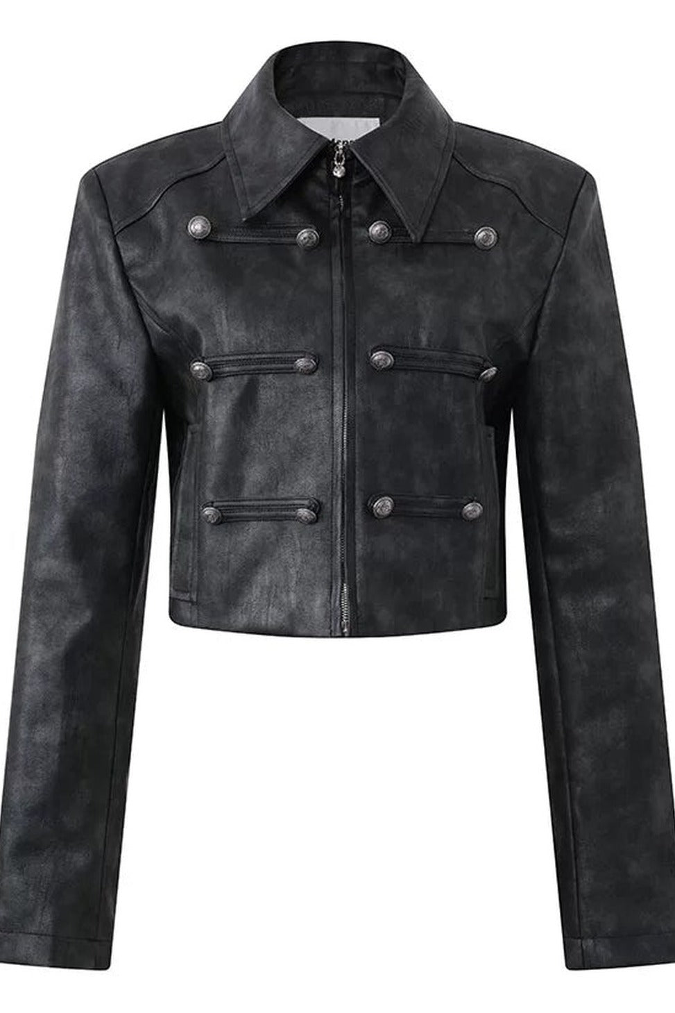 Punk Color-Washed Leather Jacket