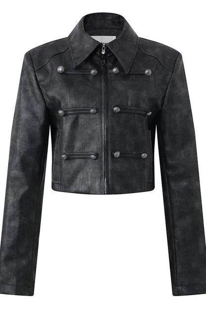 Punk Color-Washed Leather Jacket