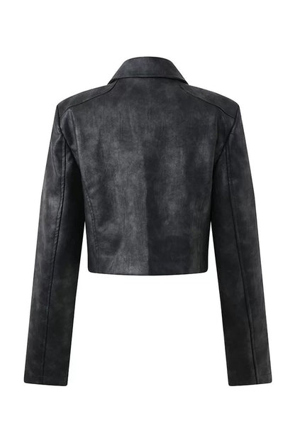 Punk Color-Washed Leather Jacket