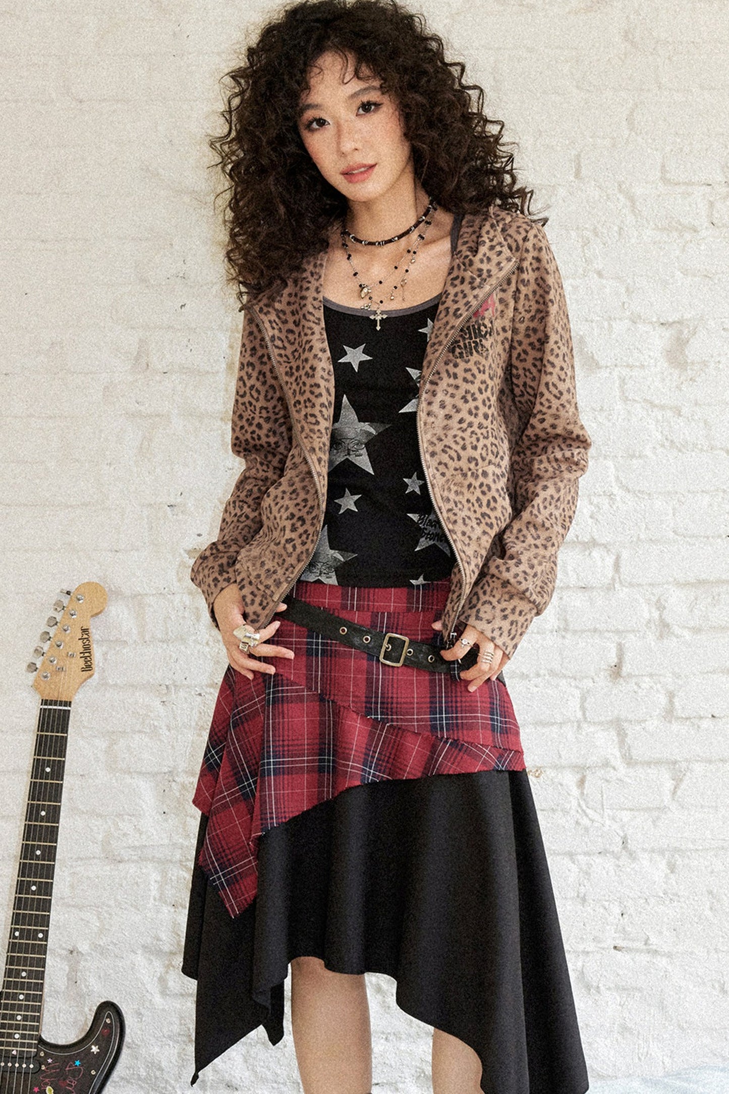 Karierter Patchwork-A-Linien-Rock