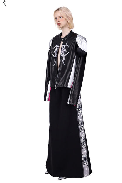 Cyberpunk Leather Shoulder Pad Motorcycle Jacket