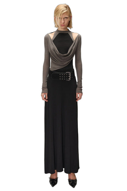 High-Elastic Spliced Pleated Long Dress