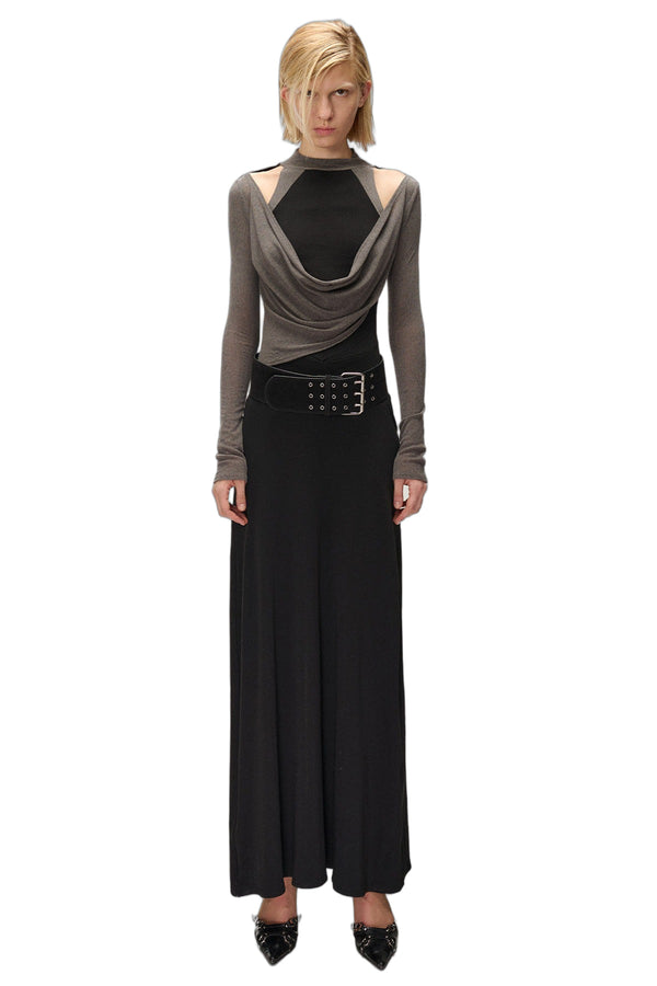 High-Elastic Spliced Pleated Long Dress