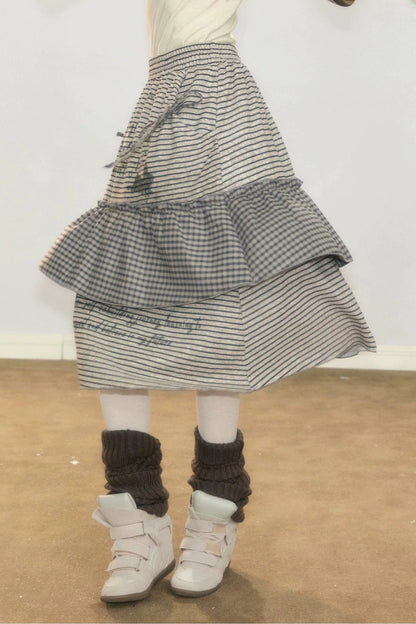 Plaid Letter Print Skirt