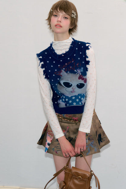 Starry Sky Cat Print Vest