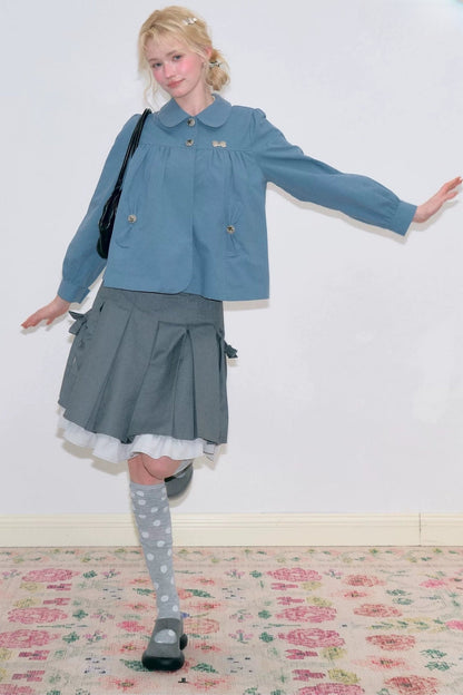 Blaue Workwear-Jacke mit Bubikragen