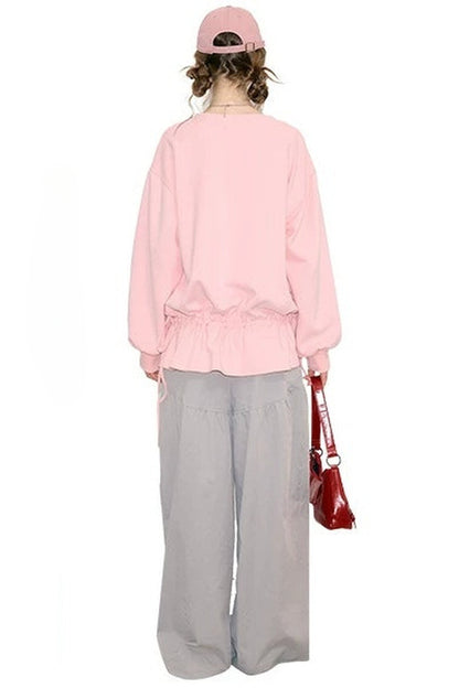Pink Cat Print Sweatshirt