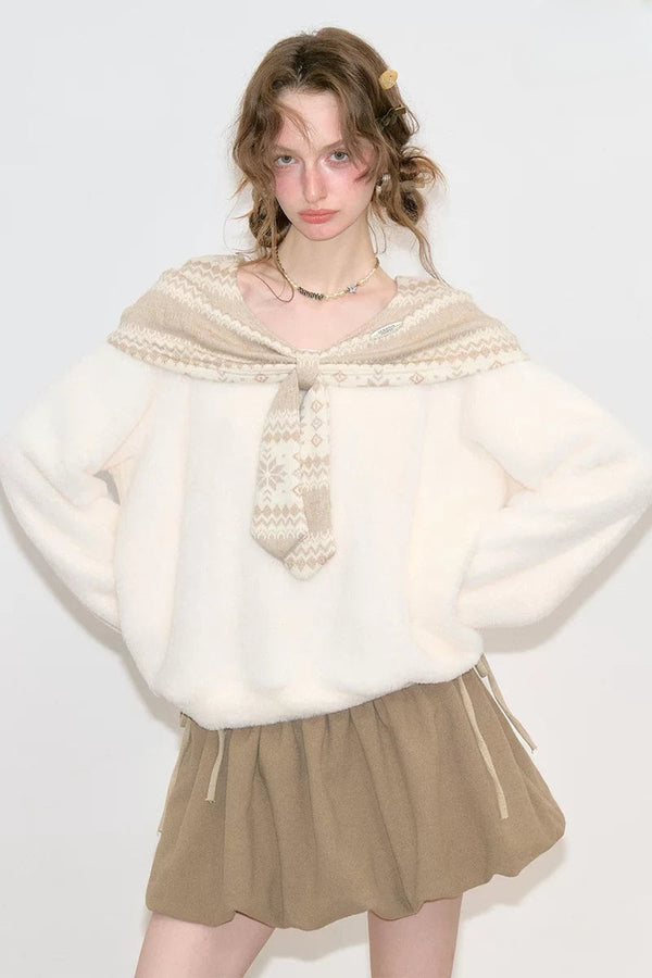Fair Isle Shawl Collar Sweater