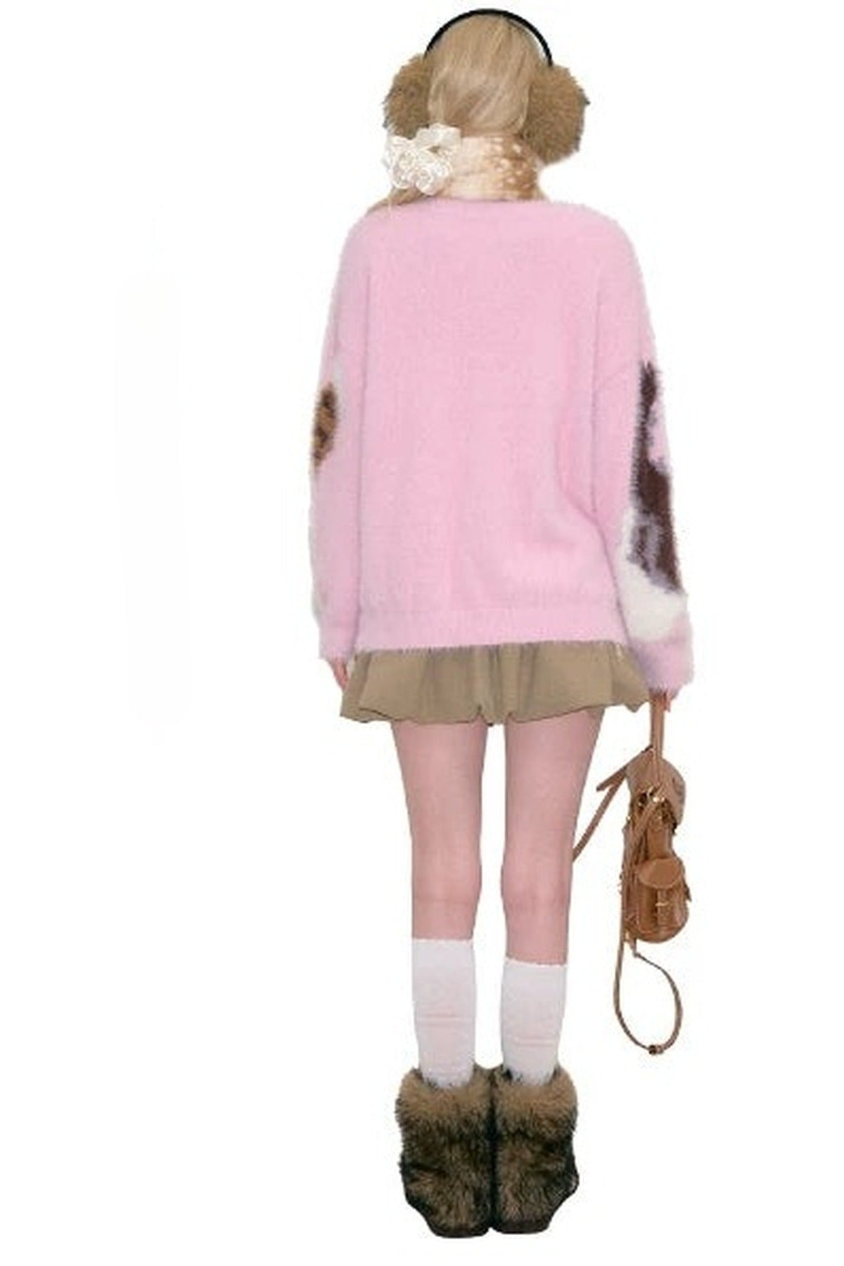 Pink Cat Knit Cardigan