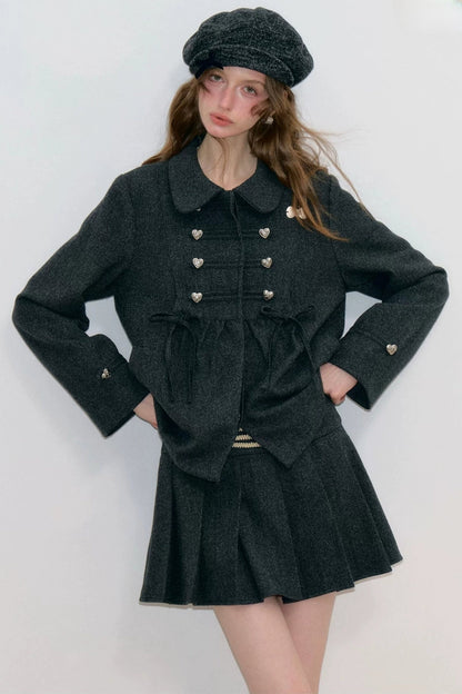 Doll Collar Bow Wool Coat