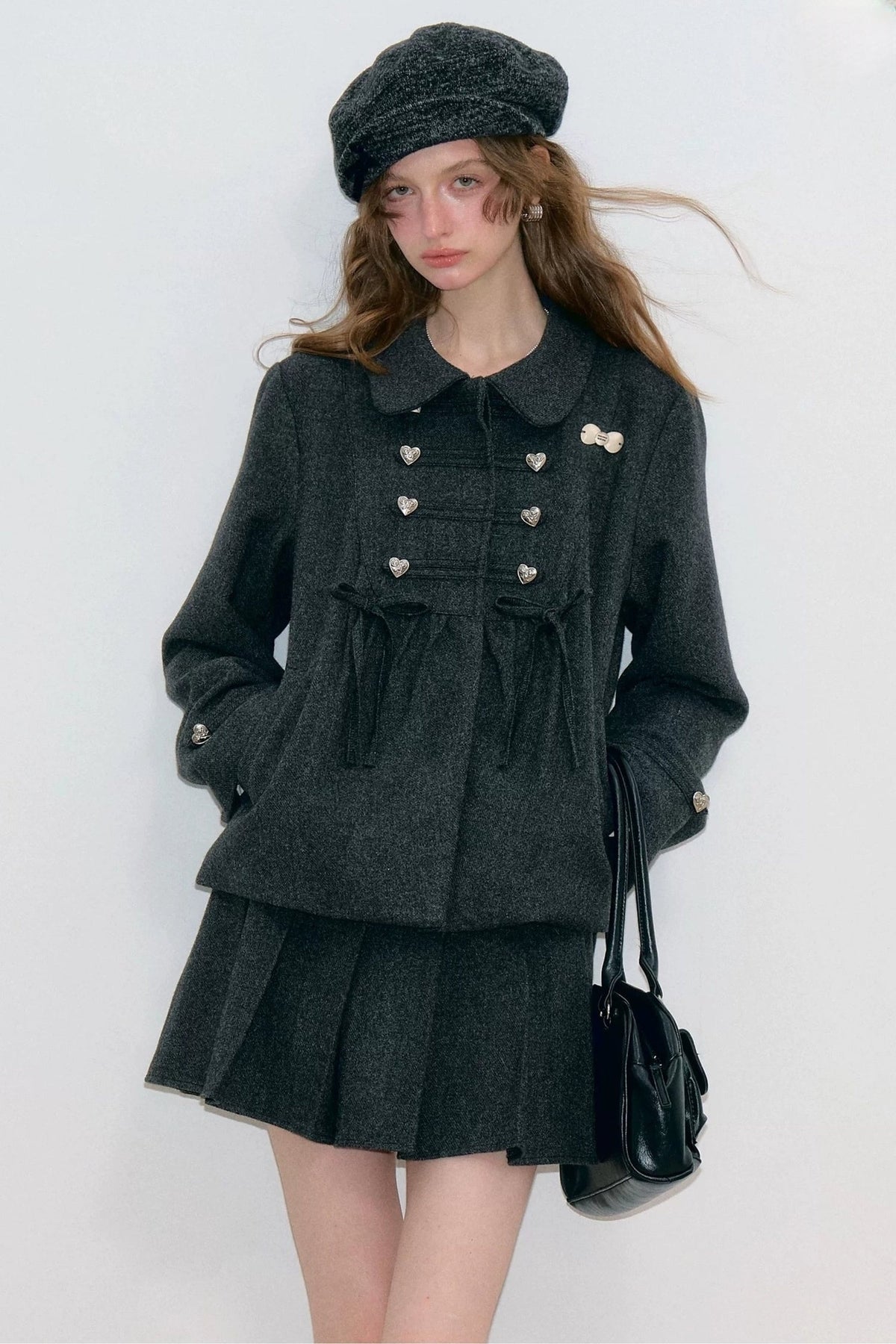 Doll Collar Bow Wool Coat