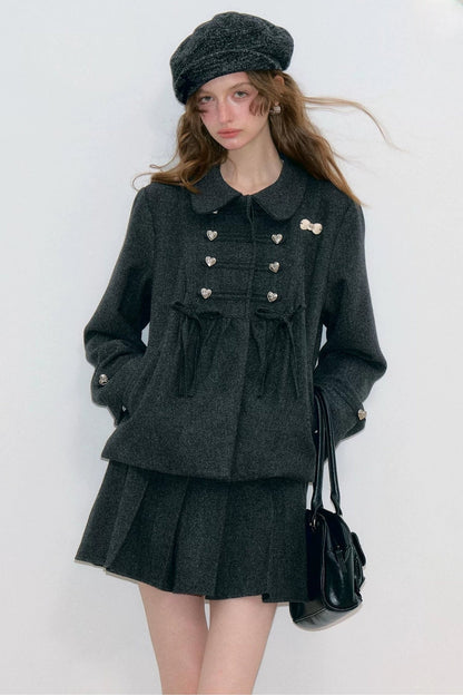 Doll Collar Bow Wool Coat
