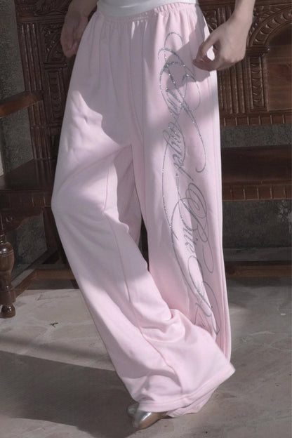 Silver Glitter Printed Sweatpants