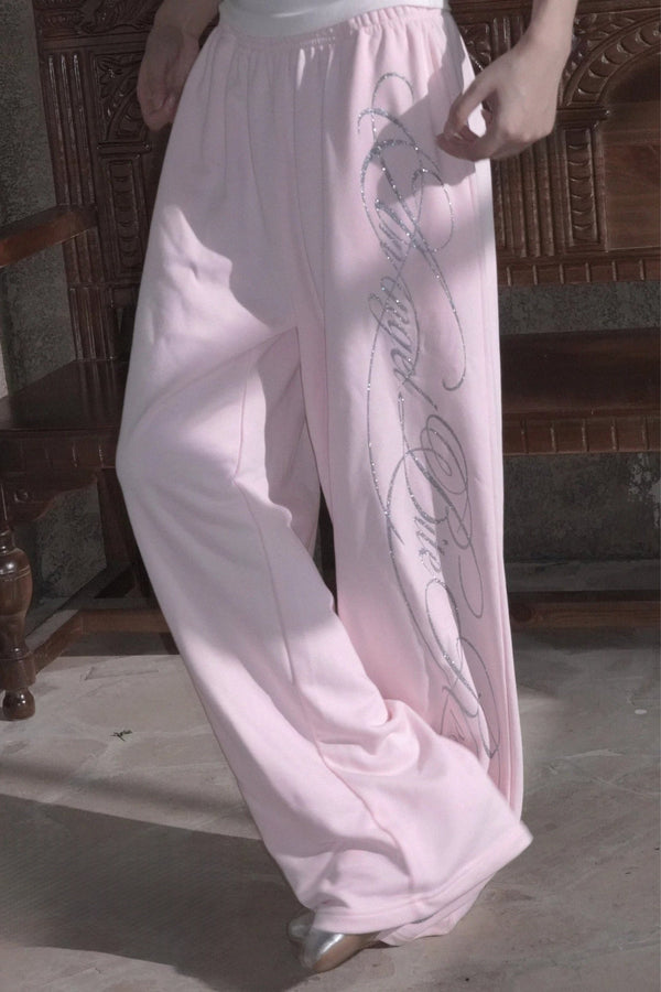 Silver Glitter Printed Sweatpants