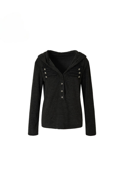 Black Gray Stripe Hoodie