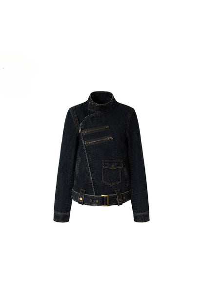 Distressed Chain Denim Jacket