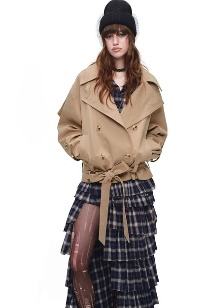 Double-Breasted Tie-Waist Trench Coat