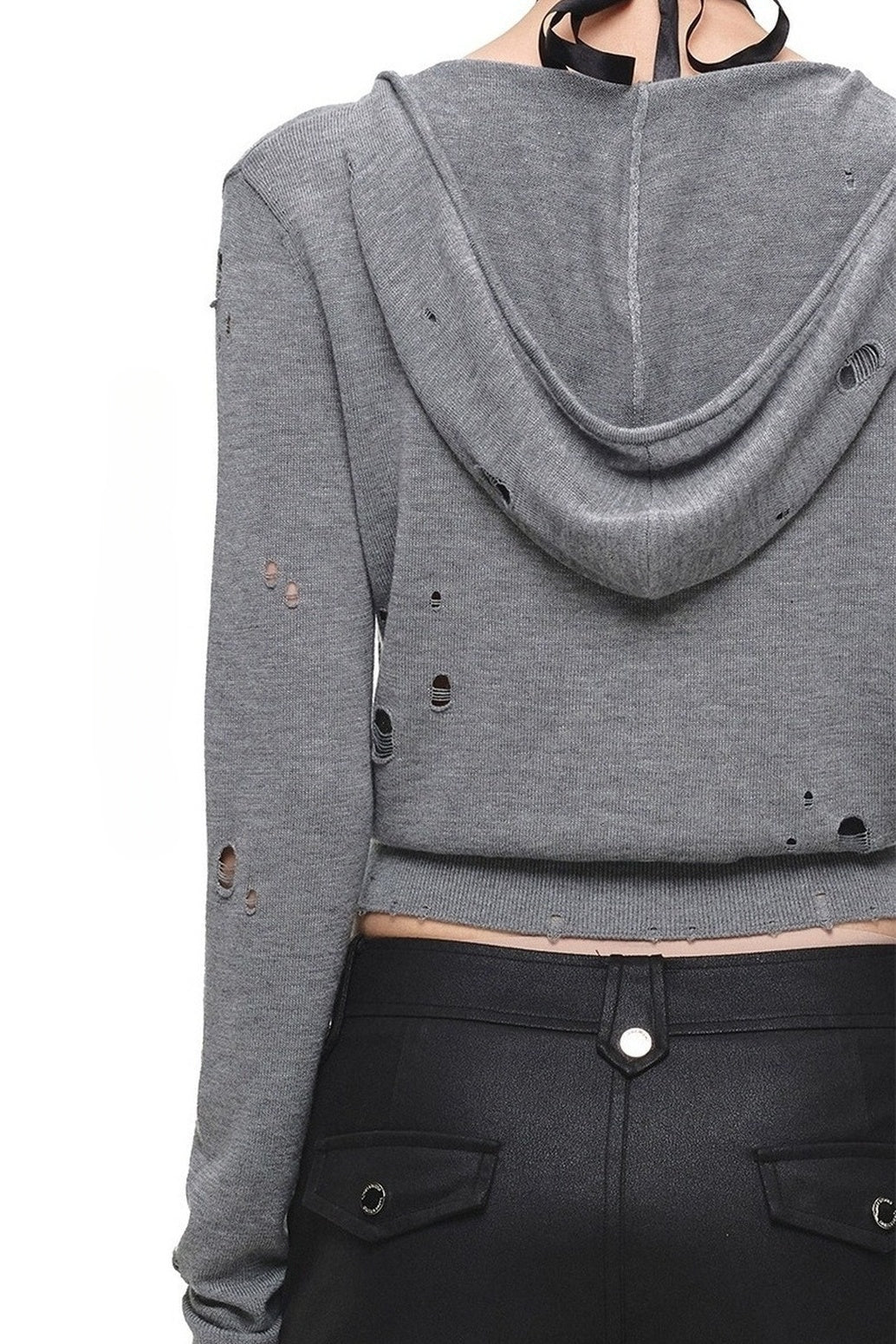 Distressed Hooded Knit Cardigan