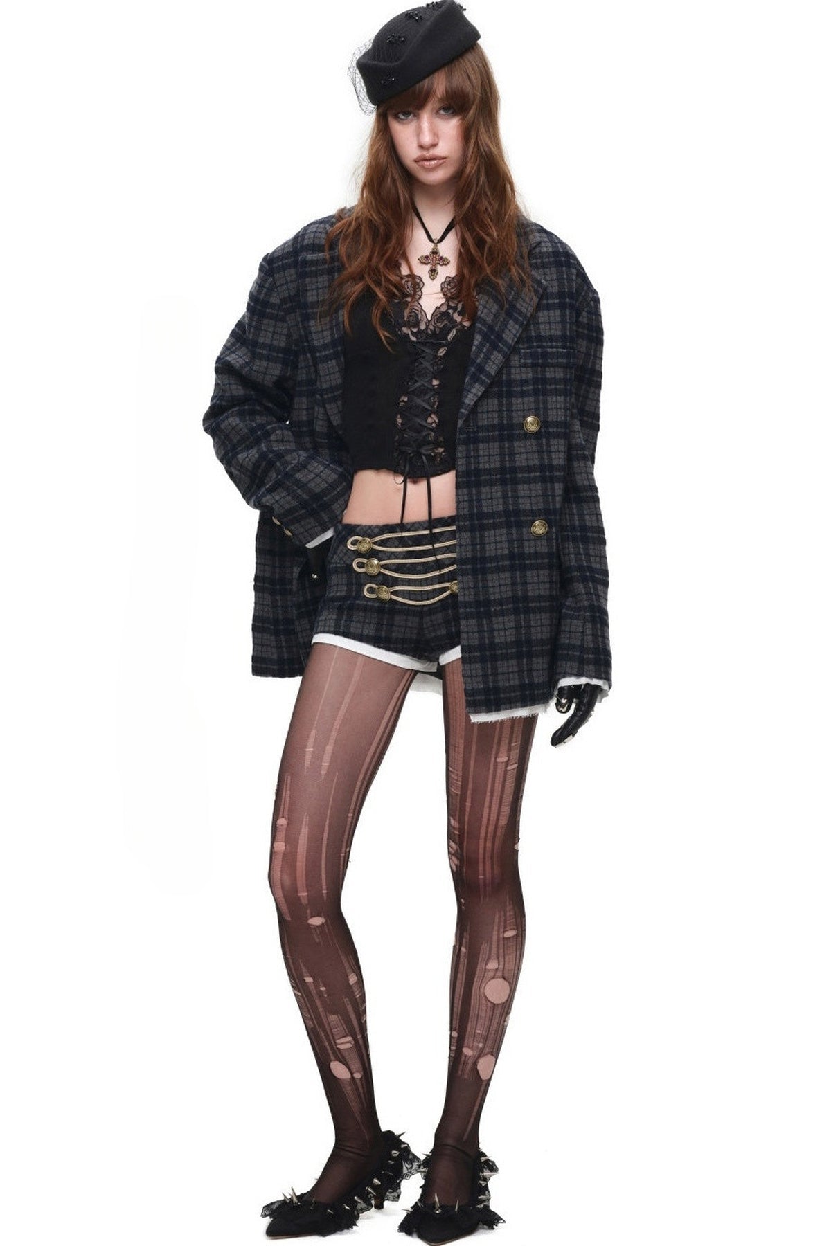 Plaid Wool Double Breasted Coat