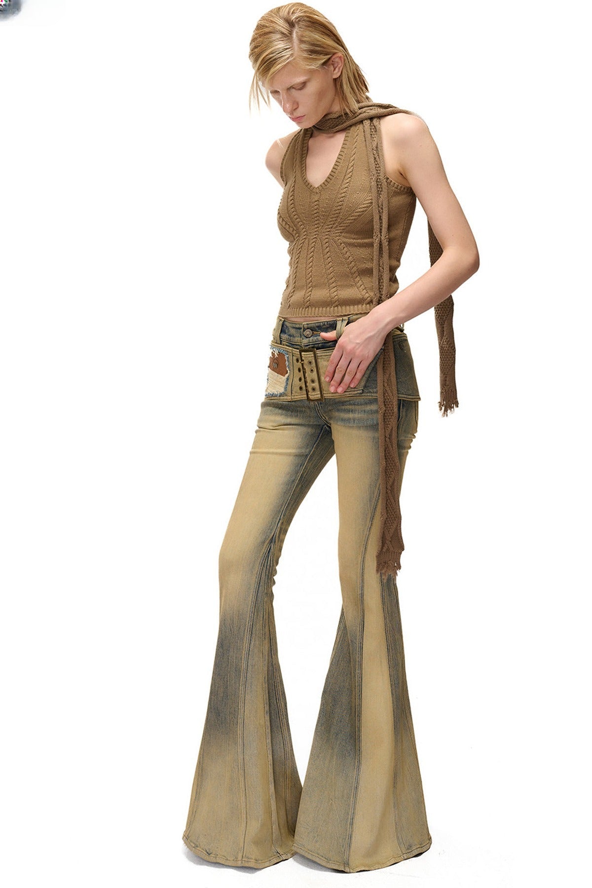 Layered-Look Knit Halter Camisole