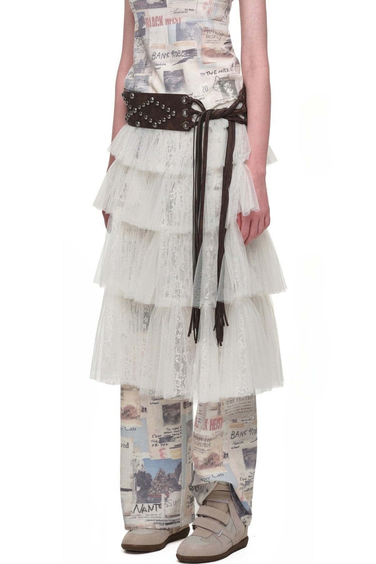 Lace Mid-Length Puffy Cake Skirt