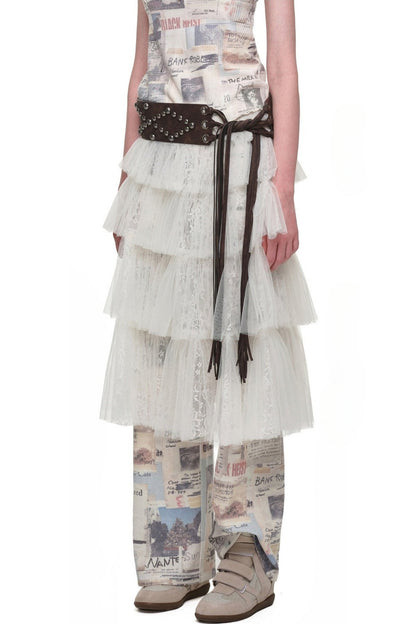 Lace Mid-Length Puffy Cake Skirt