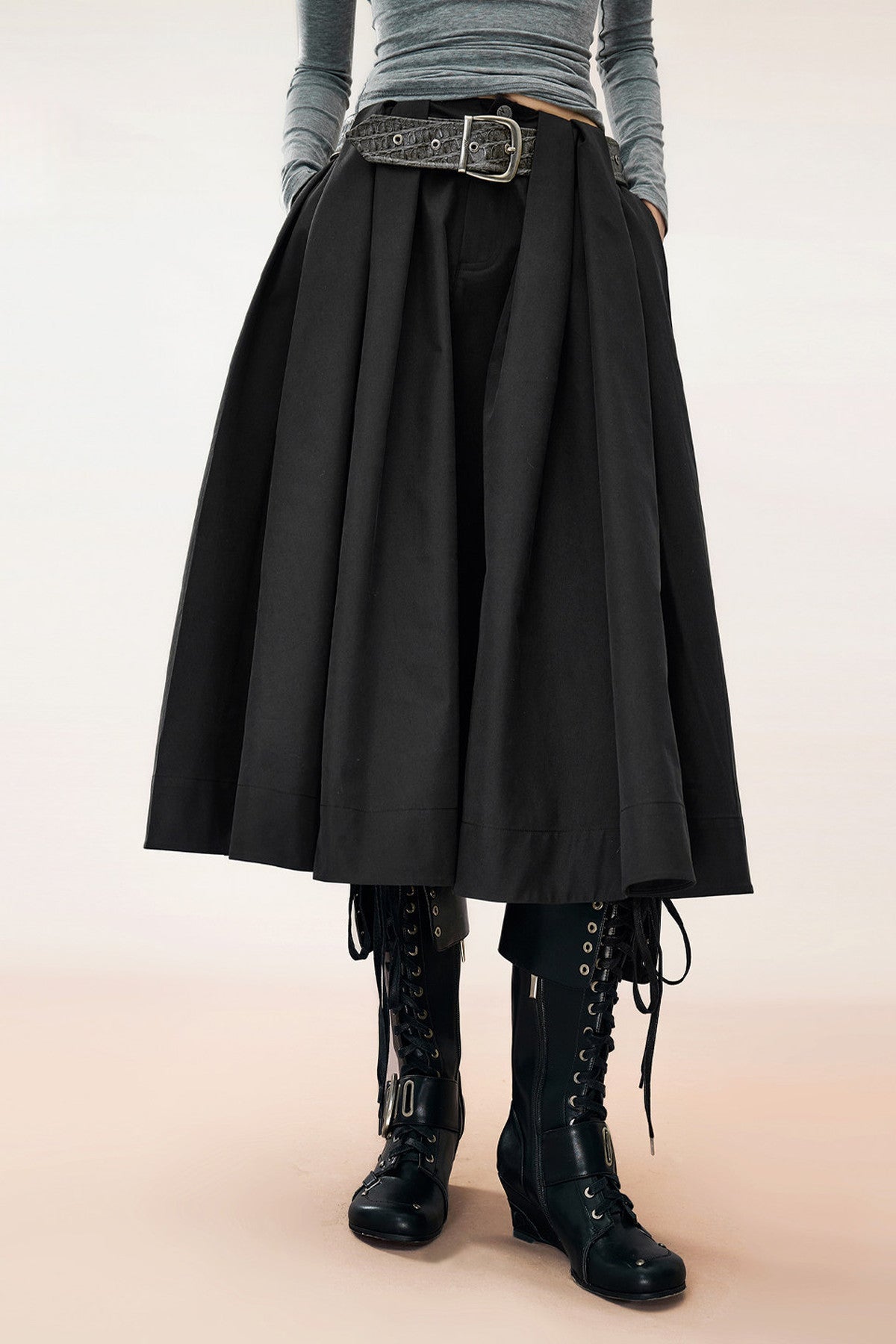 Mid-Length Pleated Hepburn Skirt