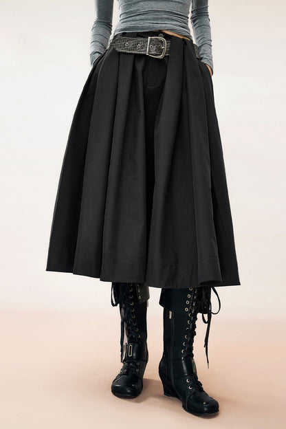 Mid-Length Pleated Hepburn Skirt