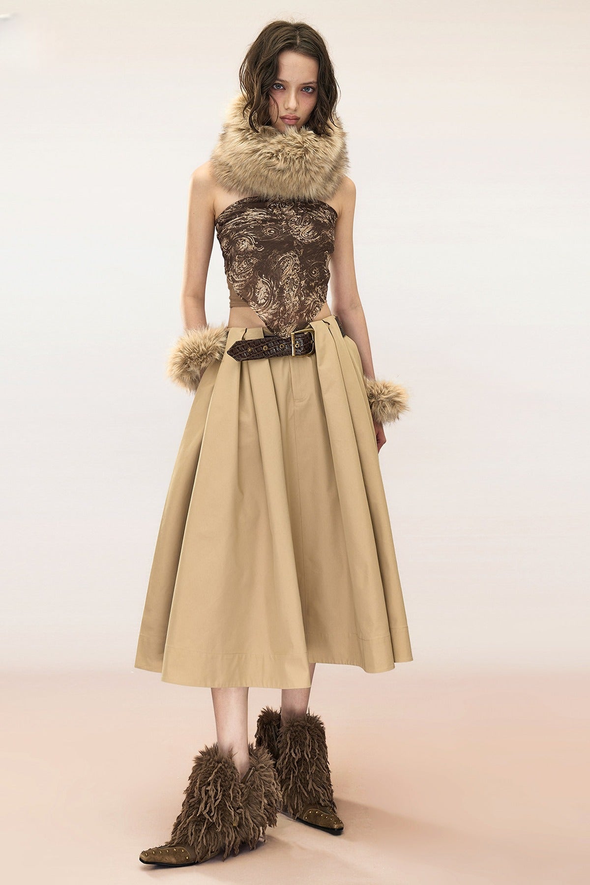 Mid-Length Pleated Hepburn Skirt