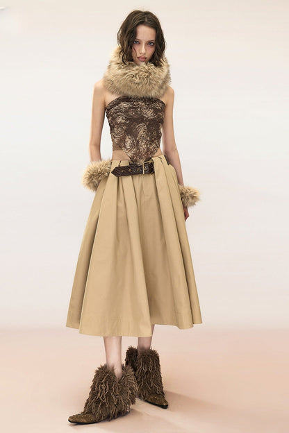 Mid-Length Pleated Hepburn Skirt
