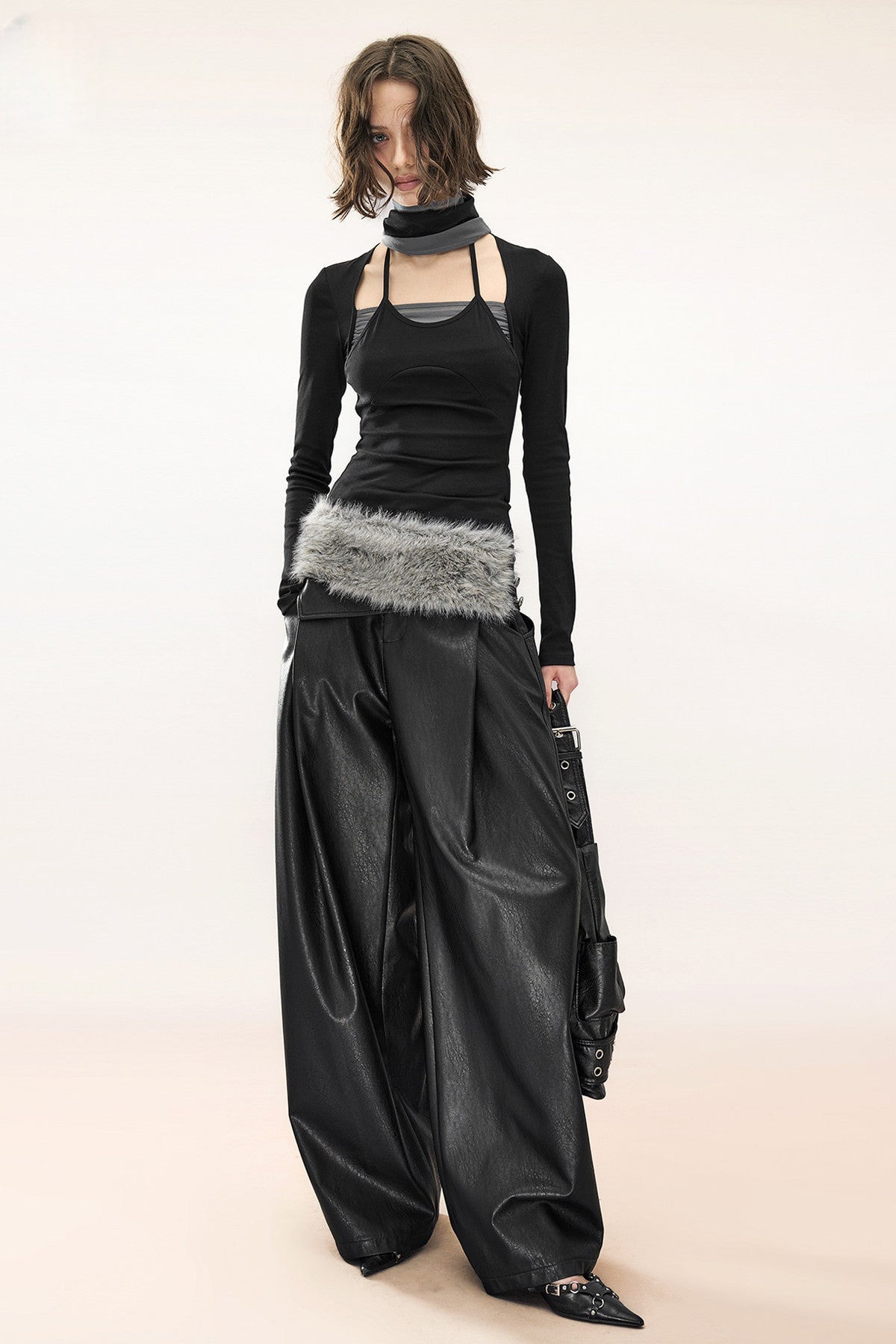 Detachable Neck Layered Mesh T-Shirt