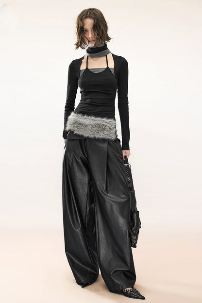 Detachable Neck Layered Mesh T-Shirt