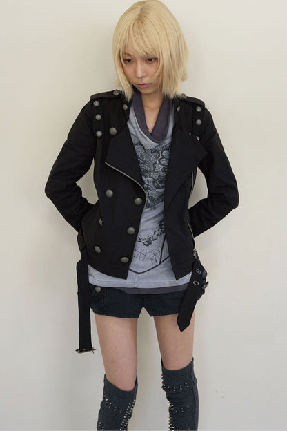 Military Style Double-Breasted Jacket