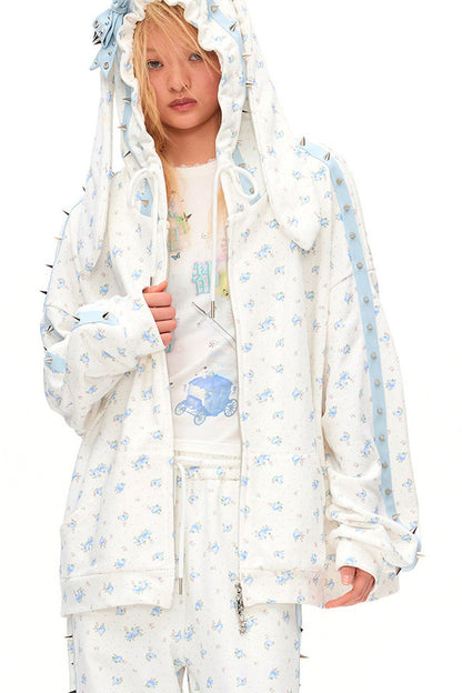 Rose Thorns Rabbit Ear Hoodie Jacket