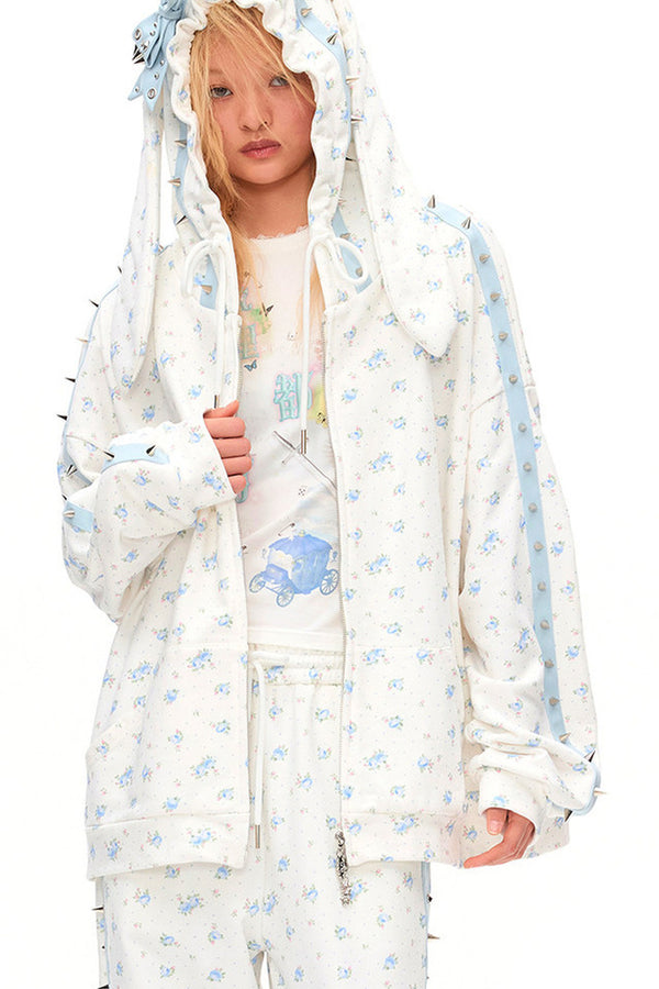 Rose Thorns Rabbit Ear Hoodie Jacket