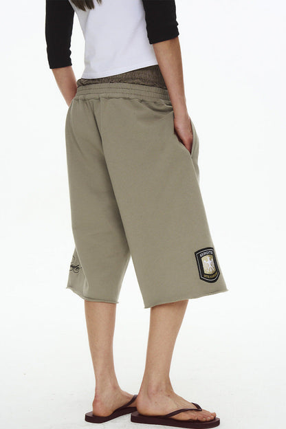 Double-Waist Plaid Patchwork Sweatpants