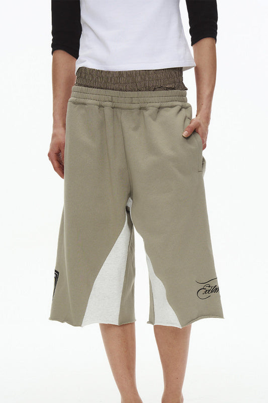 Double-Waist Plaid Patchwork Sweatpants