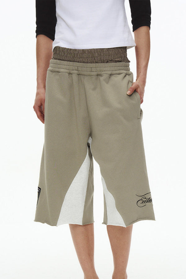 Double-Waist Plaid Patchwork Sweatpants