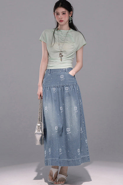 Ultra-Slimming Pleated Short-Sleeve T-Shirt