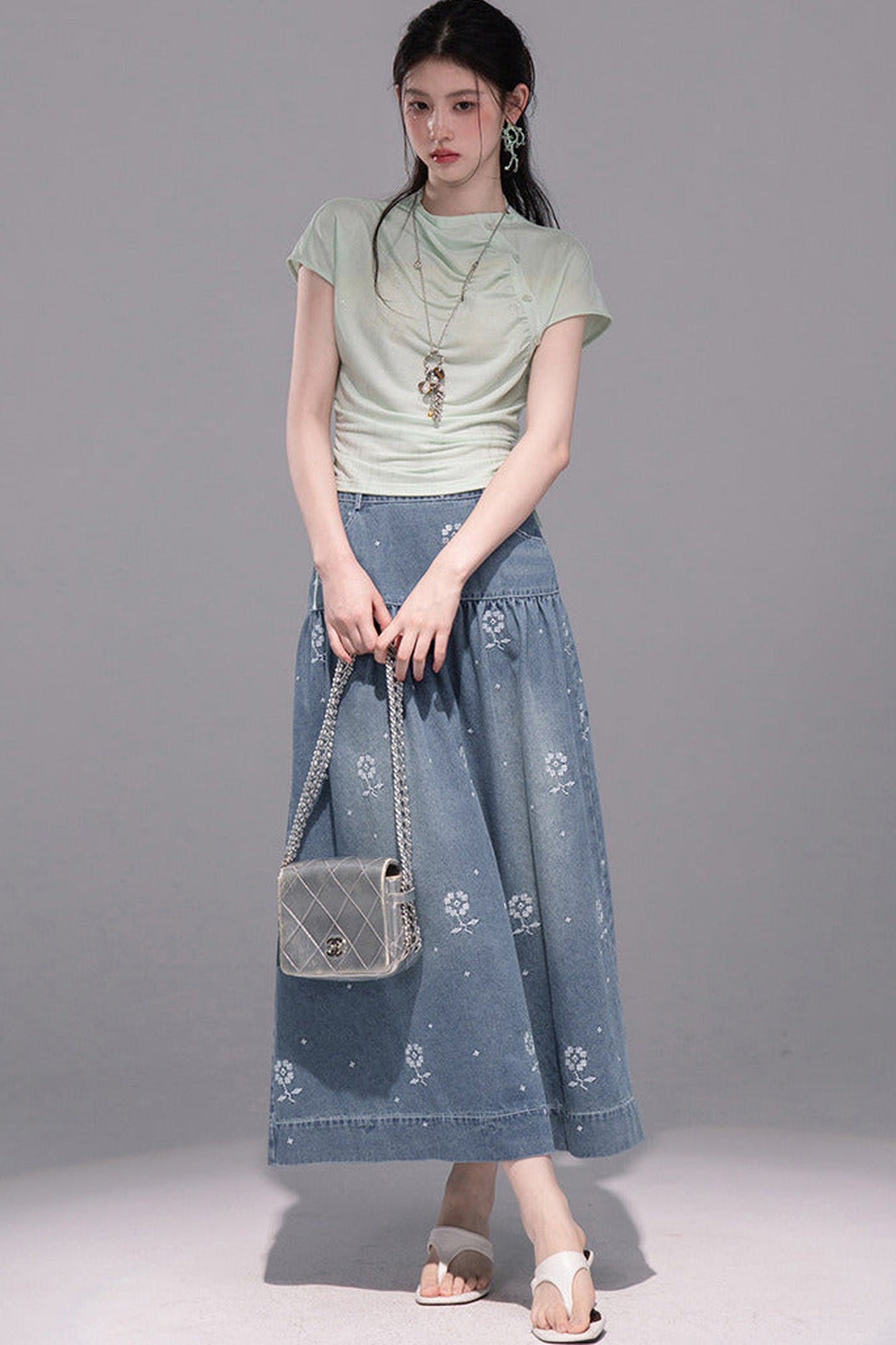 Ultra-Slimming Pleated Short-Sleeve T-Shirt