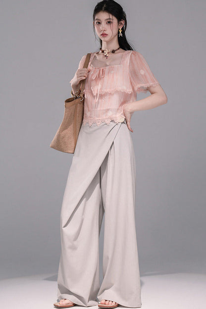 Cloudy Pink Ruffle Blouse