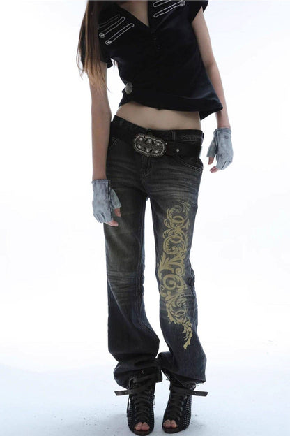 Distressed Baroque Flared Jeans