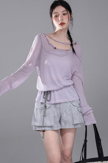 Mica Gray Gradient Shorts Set