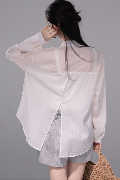 Translucent Silk Embroidered Blouse