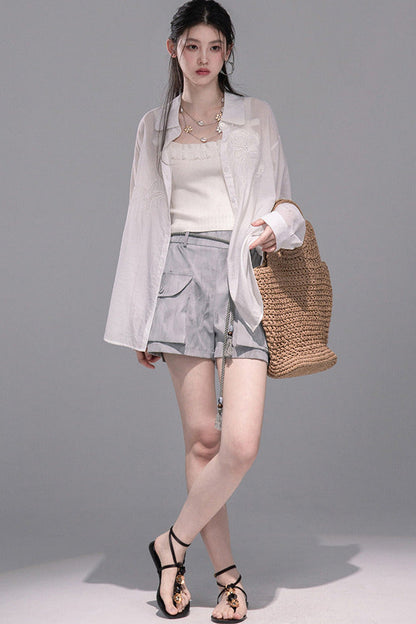 Translucent Silk Embroidered Blouse