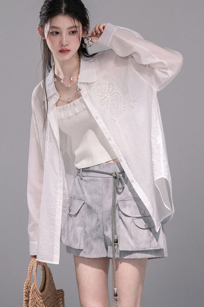 Translucent Silk Embroidered Blouse