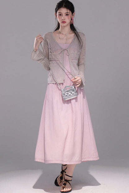 Hollow-Out Lyocell Knit Cardigan