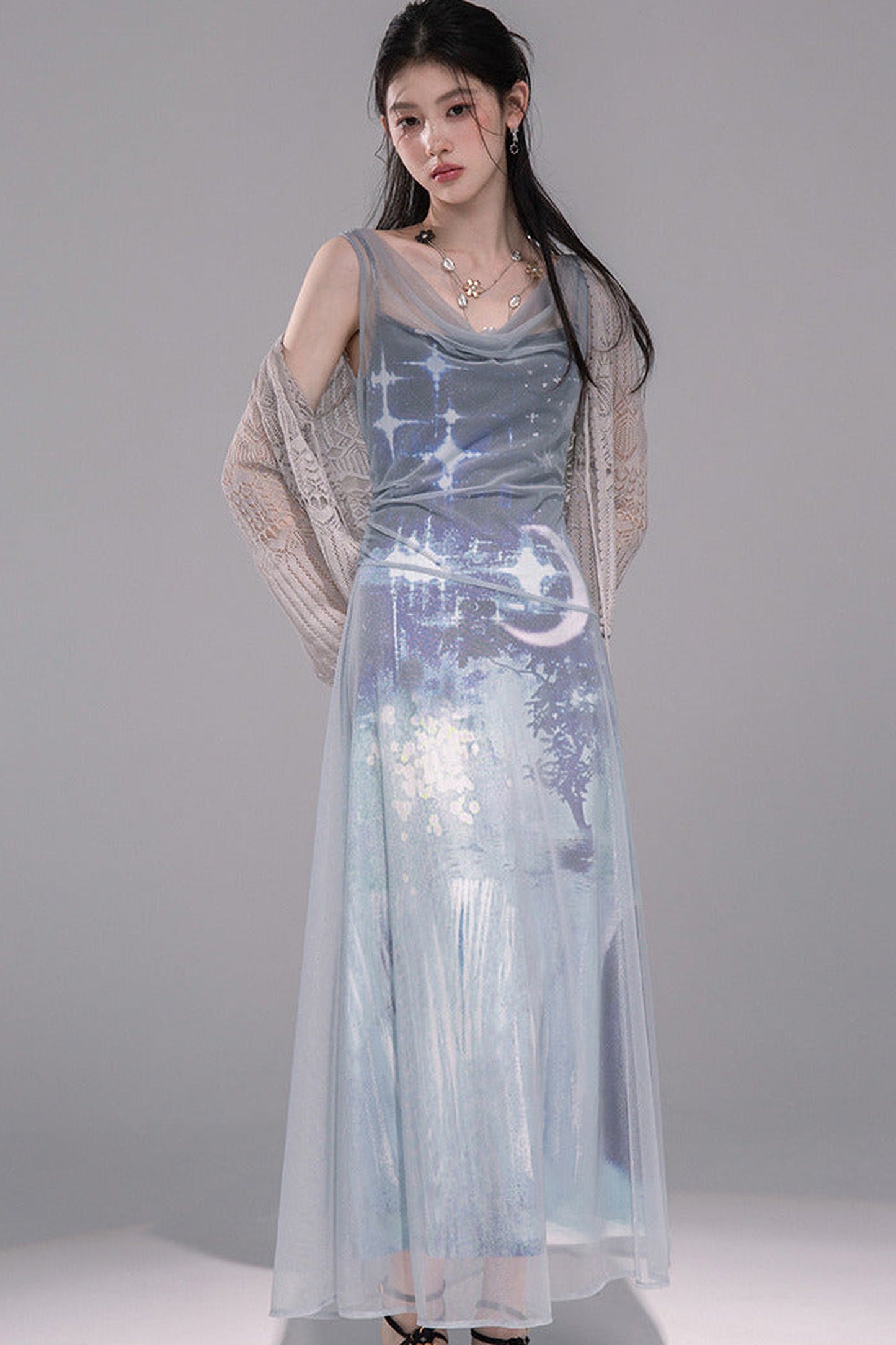 Hollow-Out Lyocell Knit Cardigan