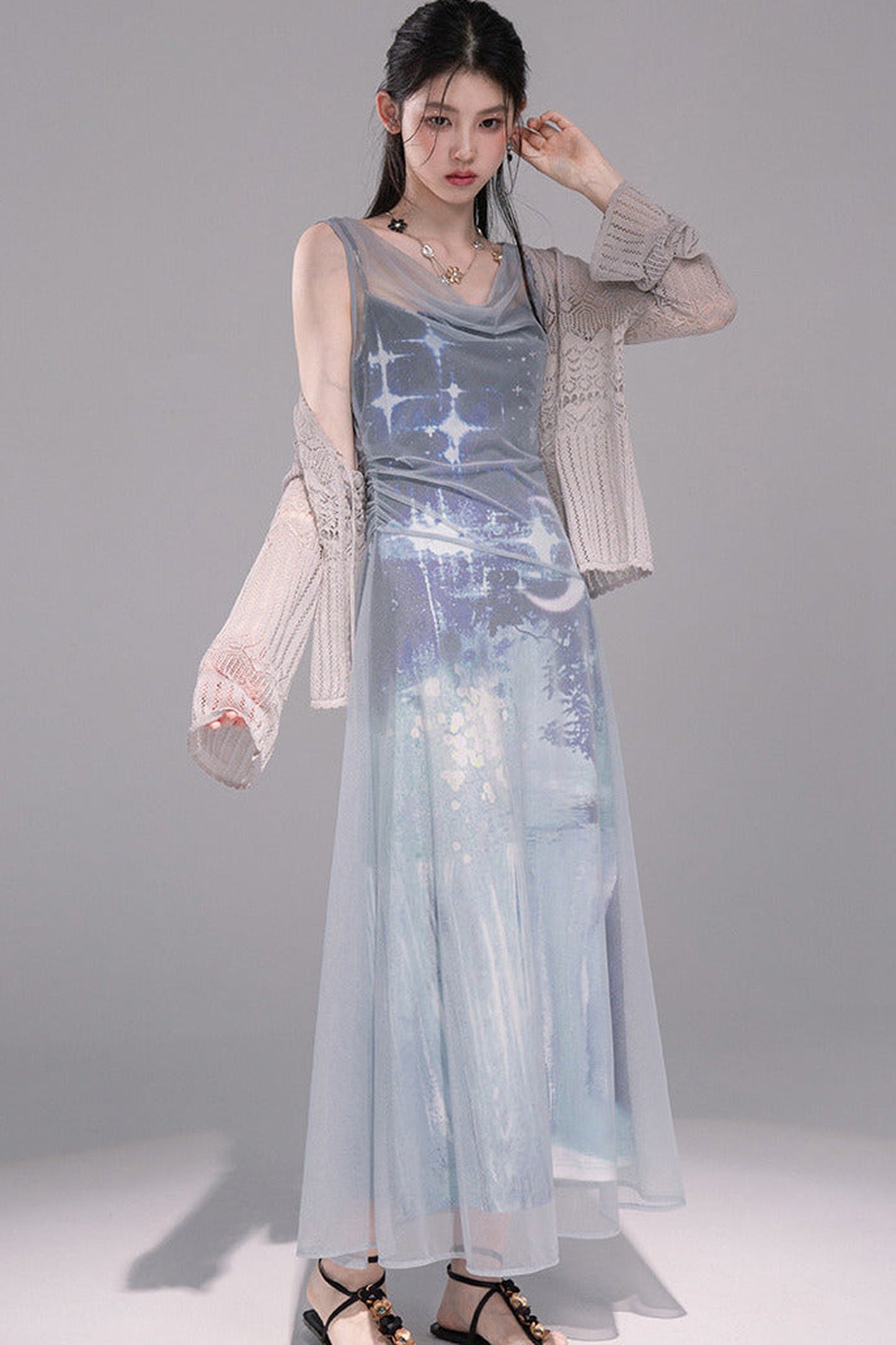 Hollow-Out Lyocell Knit Cardigan